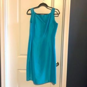 Lauren by Ralph Lauren silk A-line dress. Womens 8, aqua/turquoise color.
